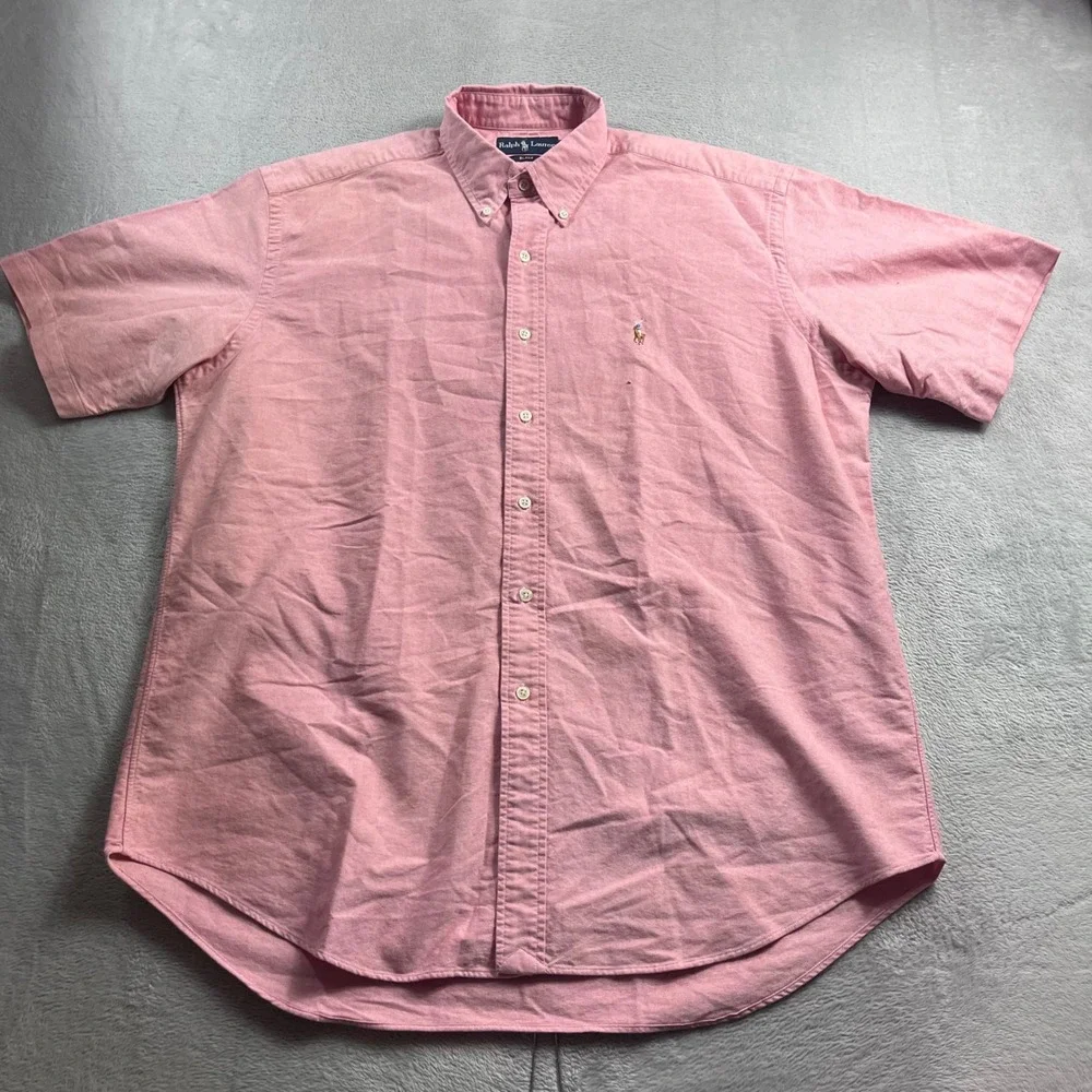 Ralph Lauren Blake Mens Large Pink Short Sleeve Oxford Button Down Shirt